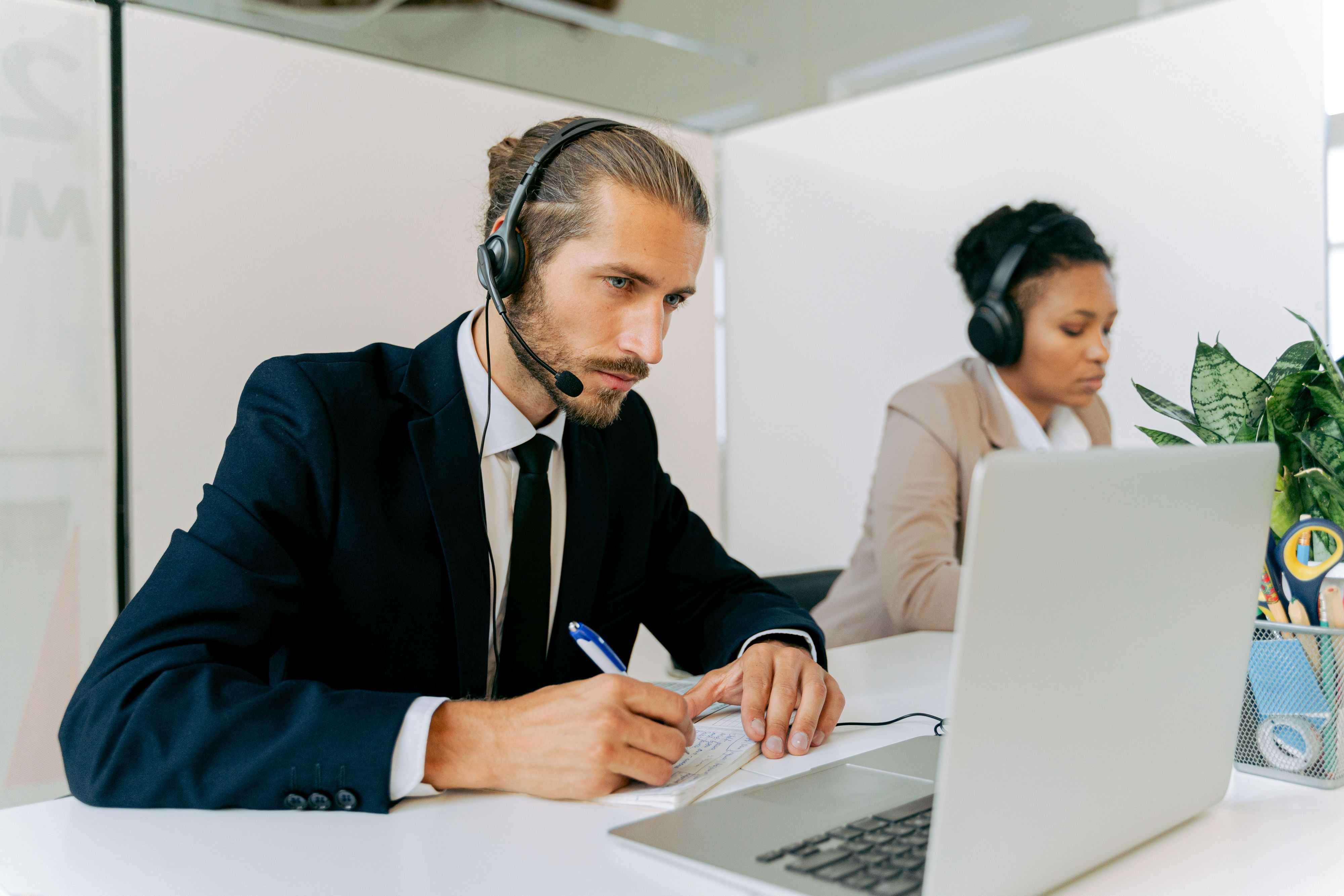 sales representative taking notes